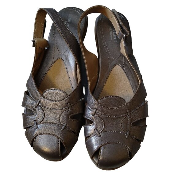 Naturalizer N5 Comfort Women's Size 10N Slingback CYRUS Leather Metallic Sandals - Picture 1 of 7
